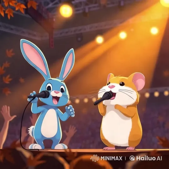 Animated Concert: Bunny and Hamster Sing 'Jhol' with Energetic Crowd – AI Generated Video | Hailuo AI
