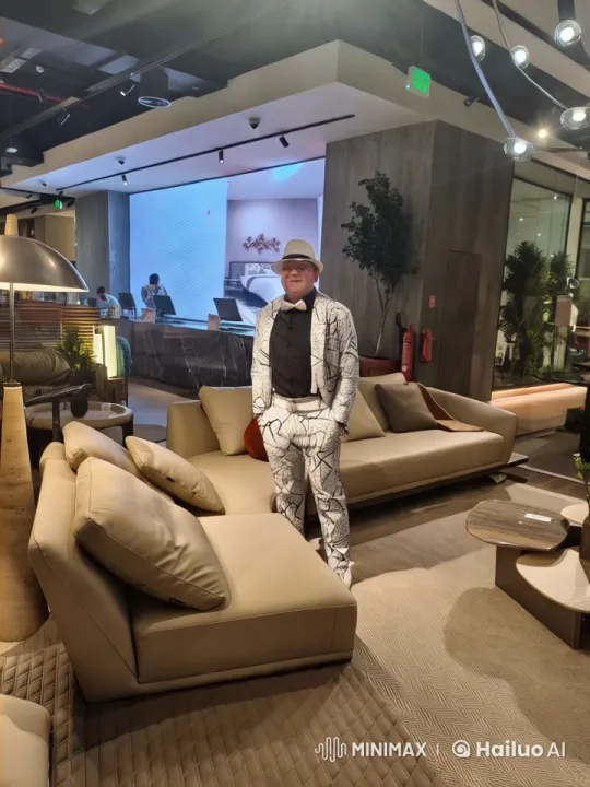 Luxurious Living Room with Confident Man Approaching Angel – AI Generated Video | Hailuo AI