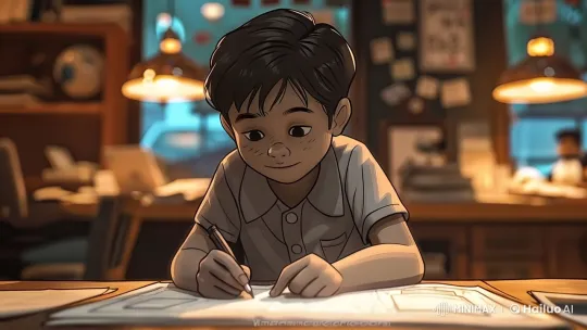 Boy Writes Heartfelt Letter in Intimate Setting – AI Generated Video | Hailuo AI