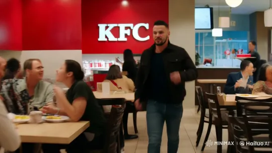 Fast-paced man navigates busy KFC with cinematic flair – AI Generated Video | Hailuo AI