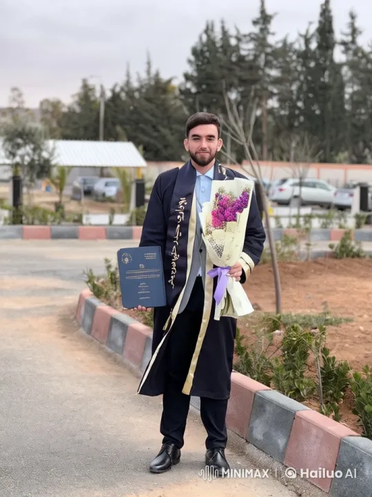 Graduating Young Man Celebrates With Flowers and Certificate – AI Generated Video | Hailuo AI