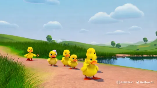 Mother Duck and Ducklings' Playful Adventure – AI Generated Video | Hailuo AI