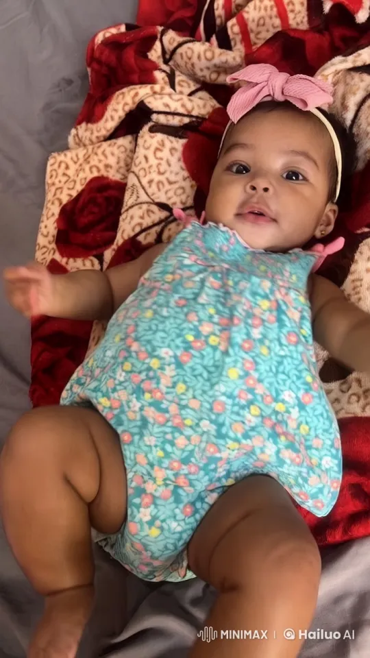 Baby in Floral Onesie on Patterned Blanket – AI Generated Video | Hailuo AI