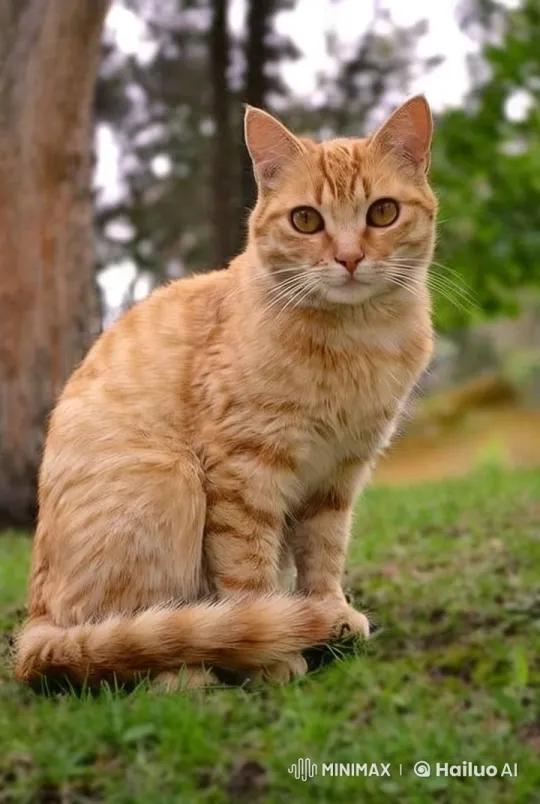 Ginger Cat on Lawn: Aesthetic Serenity Scene – AI Generated Video | Hailuo AI