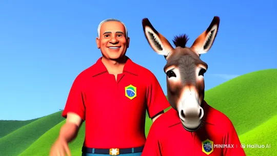 Brazilian President and Donkey in Unity Scene – AI Generated Video | Hailuo AI