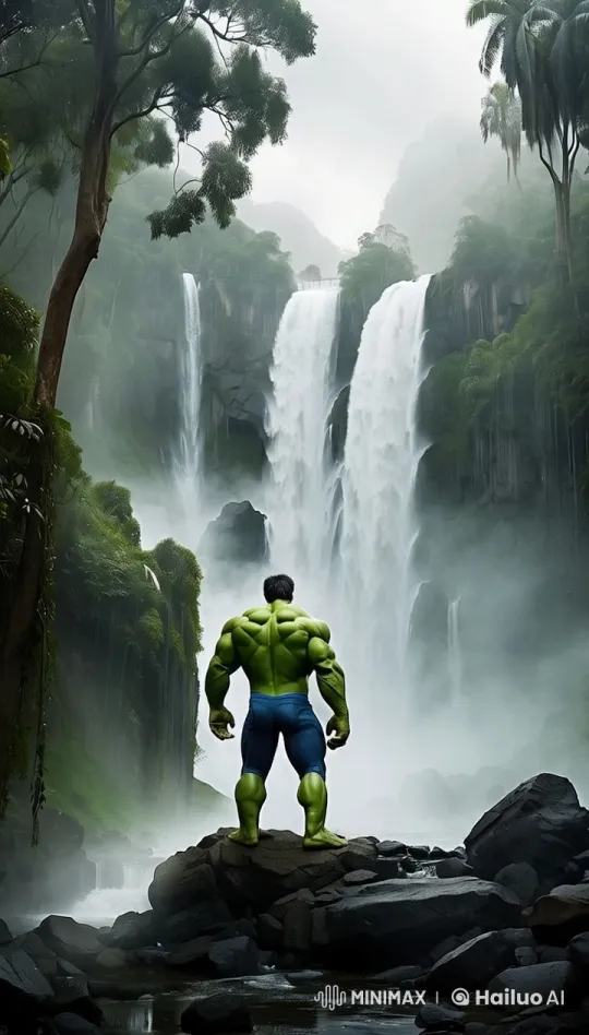Hulk's Serene Journey Through a Lush Jungle – AI Generated Video | Hailuo AI