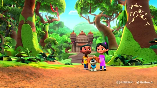 Children and Dog Discover Ancient Temple in Enchanted Jungle – AI Generated Video | Hailuo AI