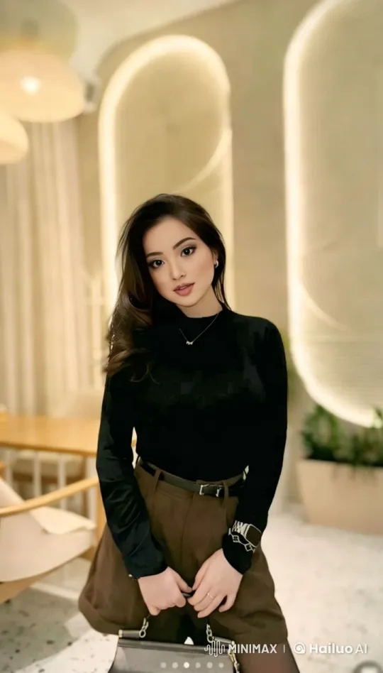 Stylish Woman Showcased in Chic Modern Interior – AI Generated Video | Hailuo AI