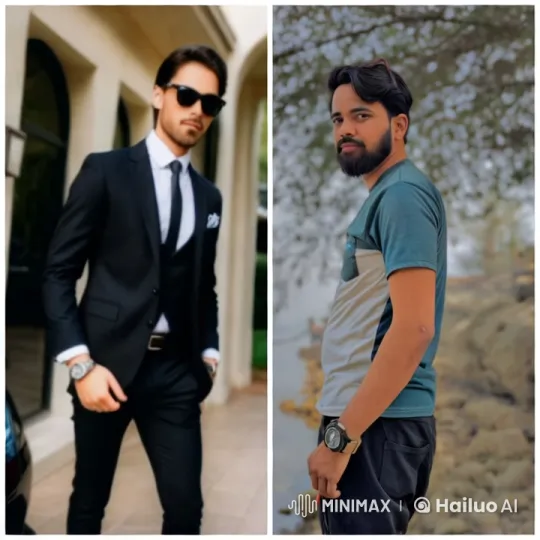 Contrasting Styles: Suit vs. Casual by Riverside – AI Generated Video | Hailuo AI