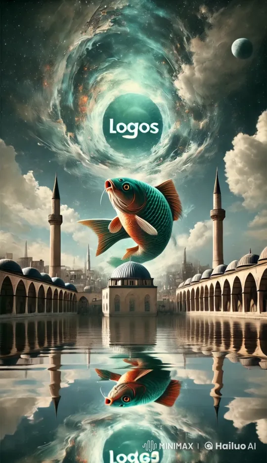 Flying Fish Above Ancient Architecture with Cosmic Sky – AI Generated Video | Hailuo AI