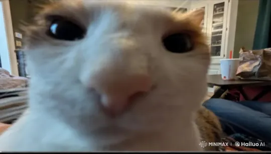 Close-up of Curious Cat in Cozy Living Room – AI Generated Video | Hailuo AI