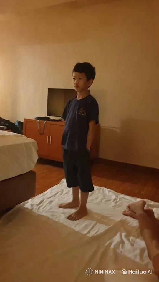 Boy's Imaginative Fight and Flight in Dim Room – AI Generated Video | Hailuo AI