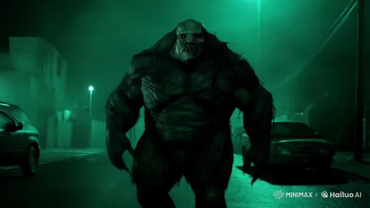 Monstrous Figure Stalks and Attacks in Eerie Street Scene – AI Generated Video | Hailuo AI