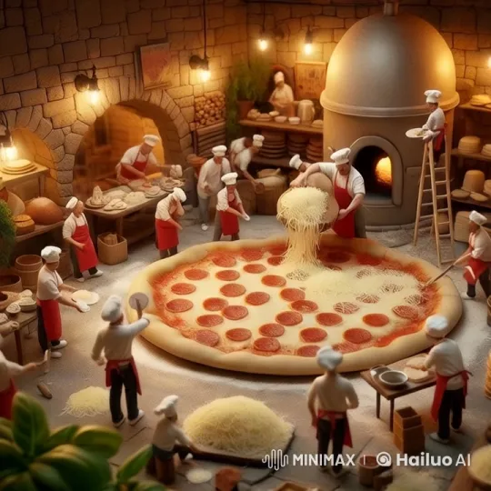 Artful Culinary Craftsmanship: Crafting a Giant Pizza – AI Generated Video | Hailuo AI
