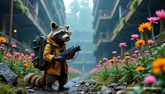 Raccoon Engineer Transforms Dystopian City into Lush Paradise – AI Generated Video | Hailuo AI