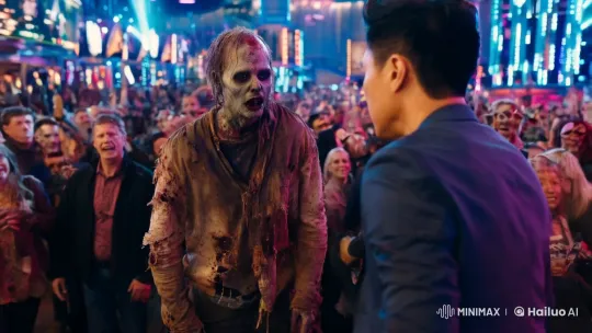 Zombie Chase in Bustling Venue: Asian Man's Dodge – AI Generated Video | Hailuo AI