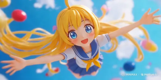 High School Girl Enjoying Freedom in Lively Fields – AI Generated Video | Hailuo AI