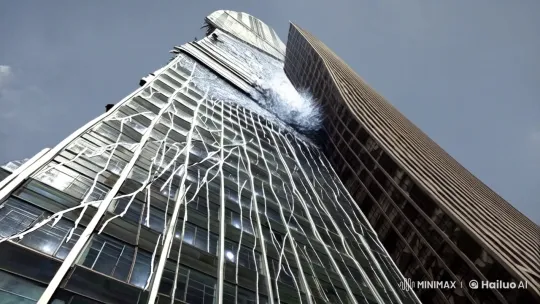 Destruction of a Skyscraper: A Cinematic Catastrophe – AI Generated Video | Hailuo AI