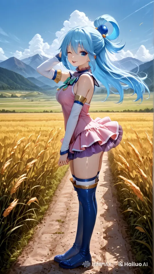 Anime Character in Lively Wheat Field Setting – AI Generated Video | Hailuo AI