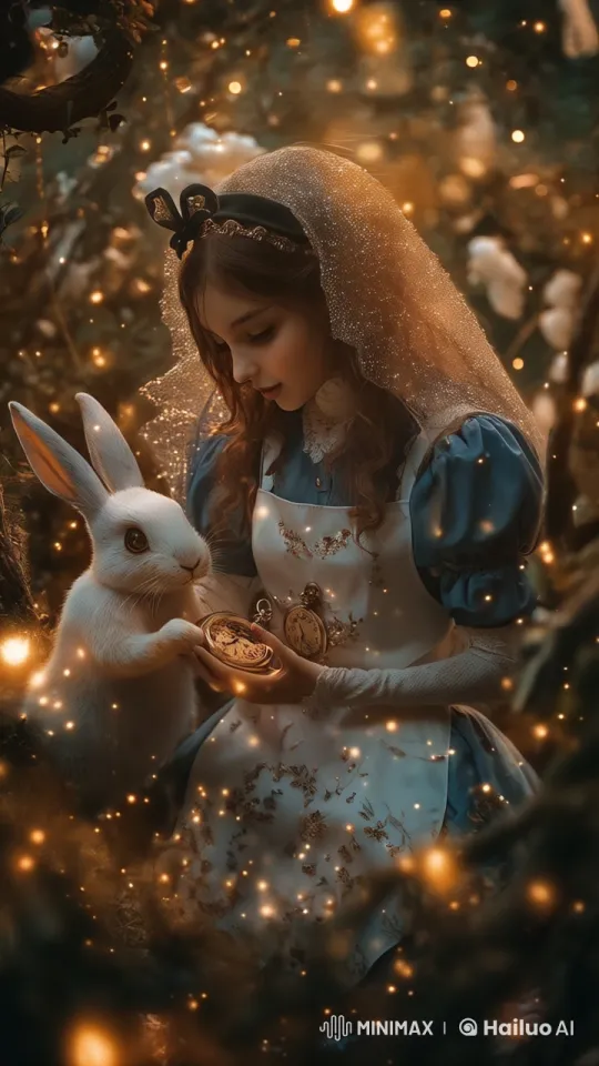 Magical Forest Scene: Girl and Rabbit's Enchanted Moment – AI Generated Video | Hailuo AI
