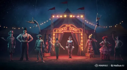 Circus Under the Stars: A Night of Aerial and Ground Performances – AI Generated Video | Hailuo AI