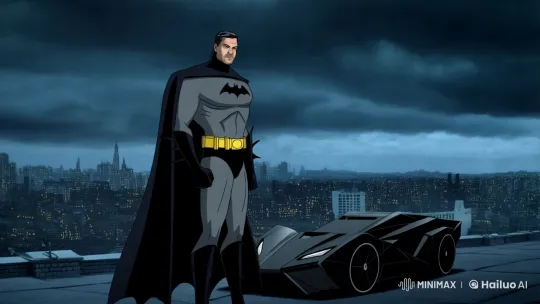 Batman's Gotham Showdown: High-Tech Suit and Enemies Encounter – AI Generated Video | Hailuo AI