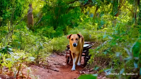 Resilient Dog Finds Water Amidst Forest and Ingenuity – AI Generated Video | Hailuo AI