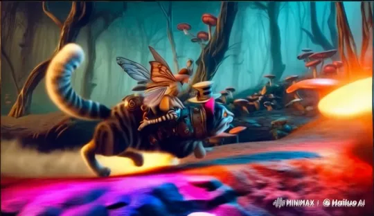 Gothic Fairy and Steampunk Cat Leap Through Enchanted Mist – AI Generated Video | Hailuo AI