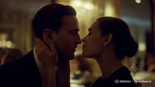 Intimate Embrace: Tender Kiss in a Luxurious Setting – AI Generated Video | Hailuo AI