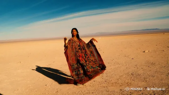 Dancing Figure in Desert: A Visual Symphony of Isolation – AI Generated Video | Hailuo AI