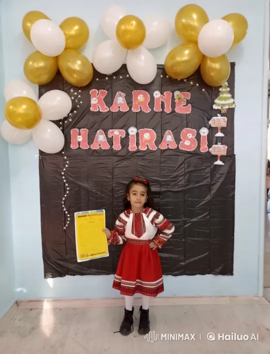 Young Girl Showcases Award in Festive Setting – AI Generated Video | Hailuo AI
