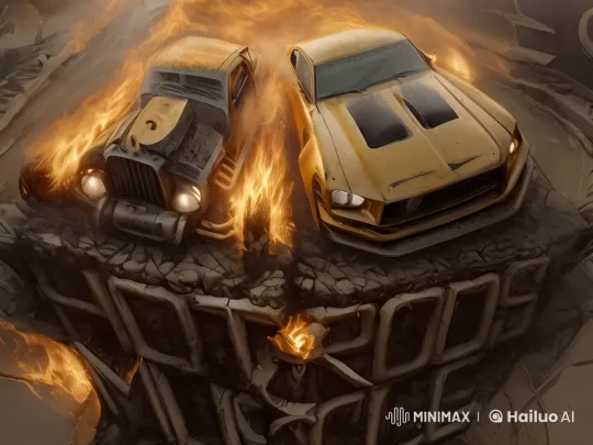 Dramatic Muscle Cars Engulfed in Flames – AI Generated Video | Hailuo AI