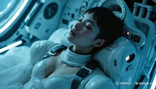 Futuristic Awakening: Woman Revives from Cryo Sleep Pod – AI Generated Video | Hailuo AI