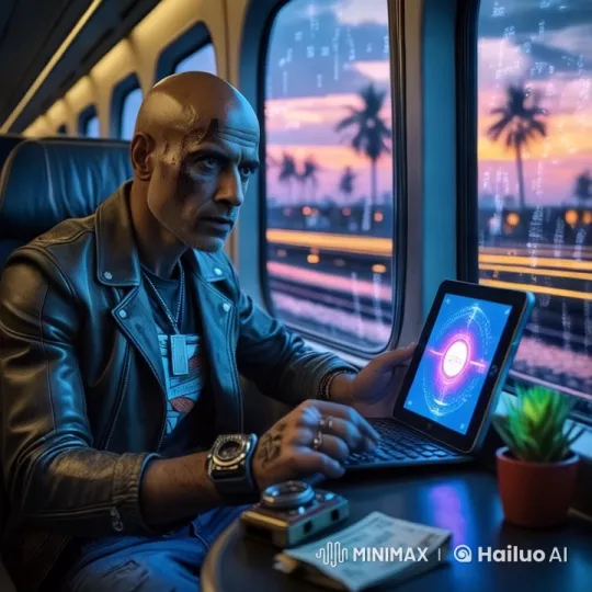 Stylish Man Types on Laptop in Luxurious Train Cabin – AI Generated Video | Hailuo AI