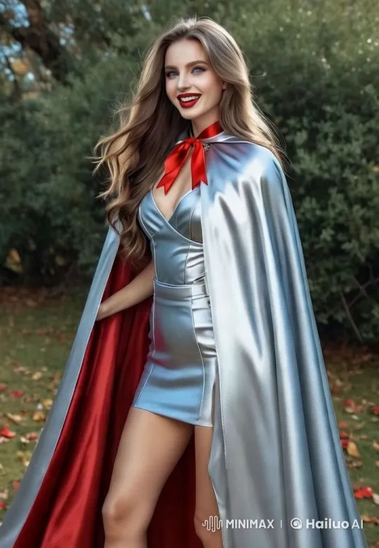 Woman in Silver Dress Walks Through Autumn Garden – AI Generated Video | Hailuo AI