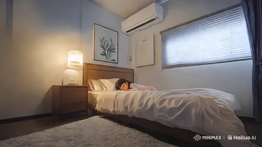 Cozy Bedroom with Sleeping Girl – AI Generated Video | Hailuo AI