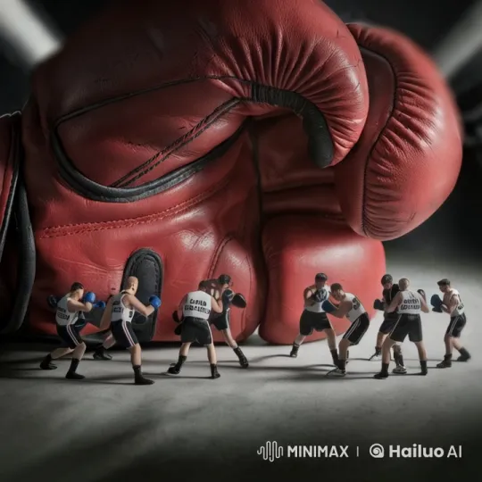 Miniature Boxers in Dramatic Lighting Sparring Session – AI Generated Video | Hailuo AI