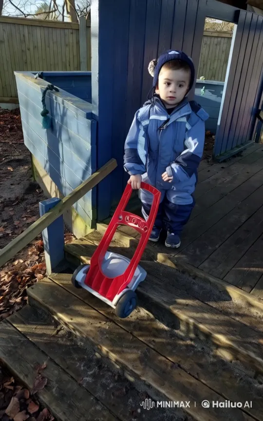 Child with Toy Cart in Autumnal Landscape – AI Generated Video | Hailuo AI