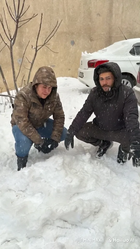 Winter Kiss in Serene Snowy Setting – AI Generated Video | Hailuo AI