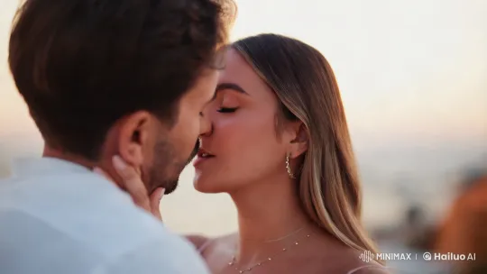 Aesthetic Portrait of Intimate Kiss in Soft Light – AI Generated Video | Hailuo AI