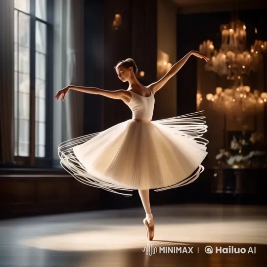 Elegant Ballet Performance in a Serene Ballroom Setting – AI Generated Video | Hailuo AI