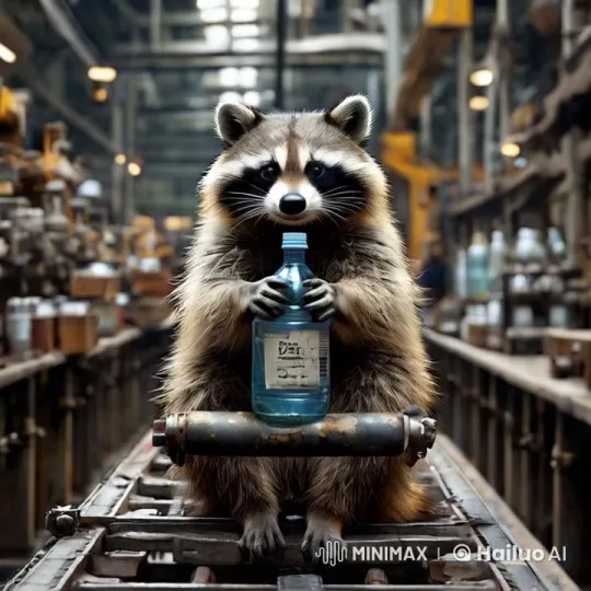 Raccoon Opens and Drinks Water Bottle – AI Generated Video | Hailuo AI