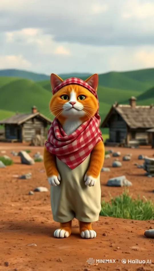 Anthropomorphic Cat in Rural and Mosque Settings – AI Generated Video | Hailuo AI
