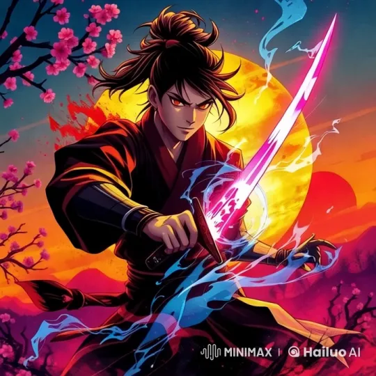 Samurai Showcases Swordsmanship in Enchanting Sunset Scene – AI Generated Video | Hailuo AI