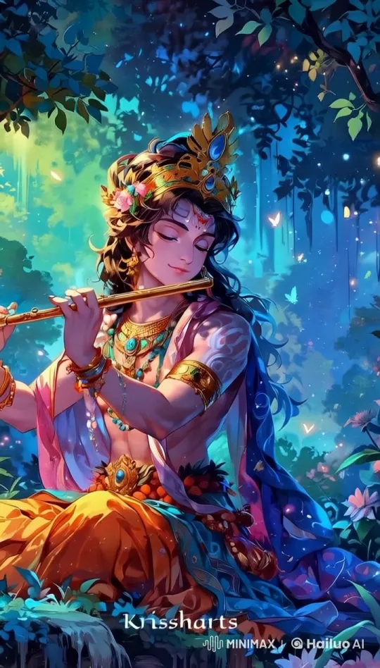 Enchanted Forest: Figure Plays Golden Flute in Mystical Setting – AI Generated Video | Hailuo AI