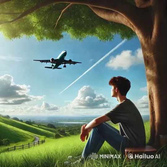 Contemplative Young Man Observes Sky Under Lush Hillscape – AI Generated Video | Hailuo AI