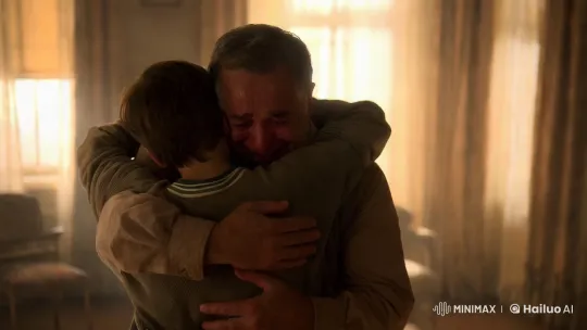 Emotional Father-Son Embrace Captured in Aesthetic Scene – AI Generated Video | Hailuo AI
