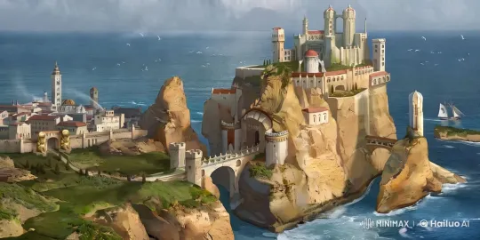 Majestic Coastal Cityscape Tracking Shot – AI Generated Video | Hailuo AI