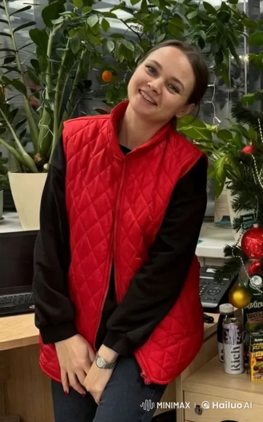 Girl in Red Vest Drinks RICH Amidst Indoor Garden Festivities – AI Generated Video | Hailuo AI