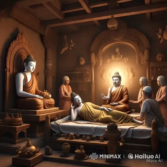 Monks Revering a Figure in a Serene Wooden Room – AI Generated Video | Hailuo AI